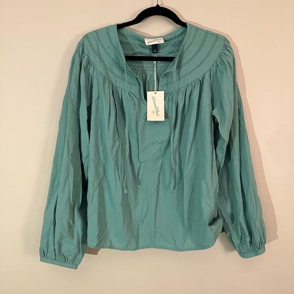 Universal Thread Green Peasant Top Prairie Blouse Cottagecore Shirt Medium - Picture 5 of 11